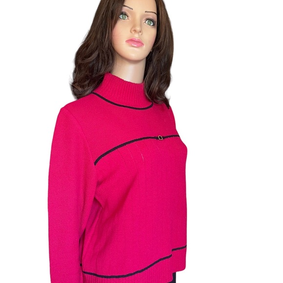 St John red Bow Mock Turtleneck Size M - Picture 3 of 15